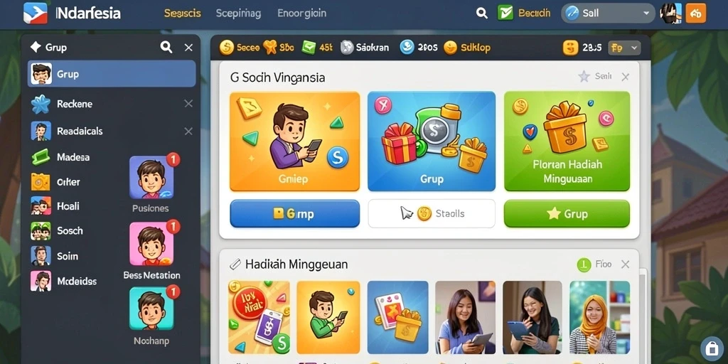 Screenshot menggambarkan berbagai tema slot yang tersedia.